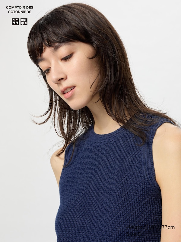 COMPTOIR DES COTONNIERS Cotton Popcorn Short Sweater Sleeveless