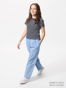 GIRLS Pleated Wide Pants Chambray
