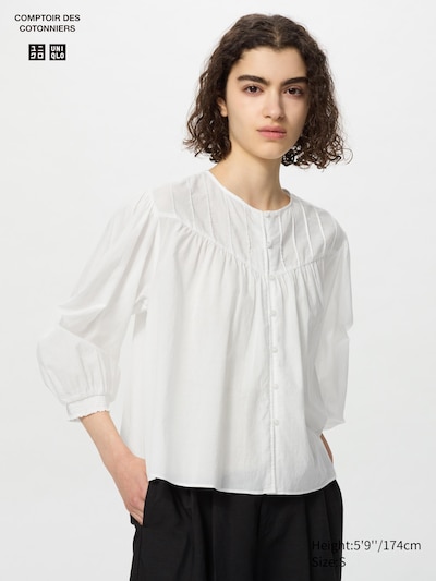 Cotton Sheer Blouse | 3/4 Sleeve