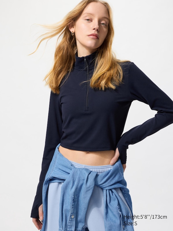 AIRism Soft Half-Zip Long Sleeve T-Shirt