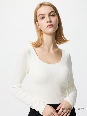 HEATTECH EXTRA WARM Ribbed Scoop Neck Bra Long Sleeve T-Shirt