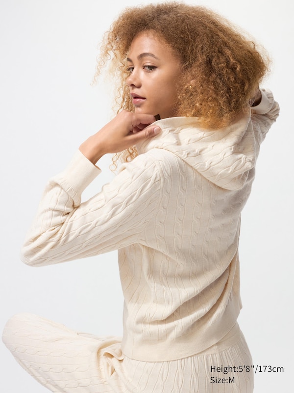 Washable Knit Cable Hoodie