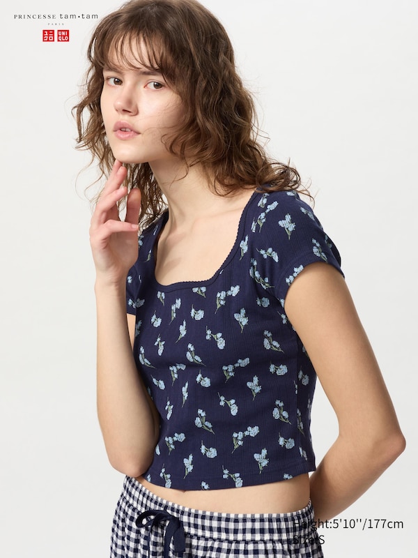 PRINCESSE tam.tam Pointelle Square Neck T-Shirt