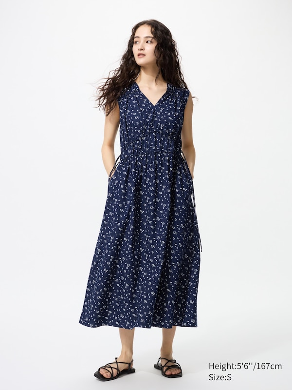 Cotton Gathered Dress Sleeveless