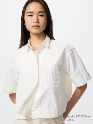 Nylon Boxy Half Sleeve Short Shirt