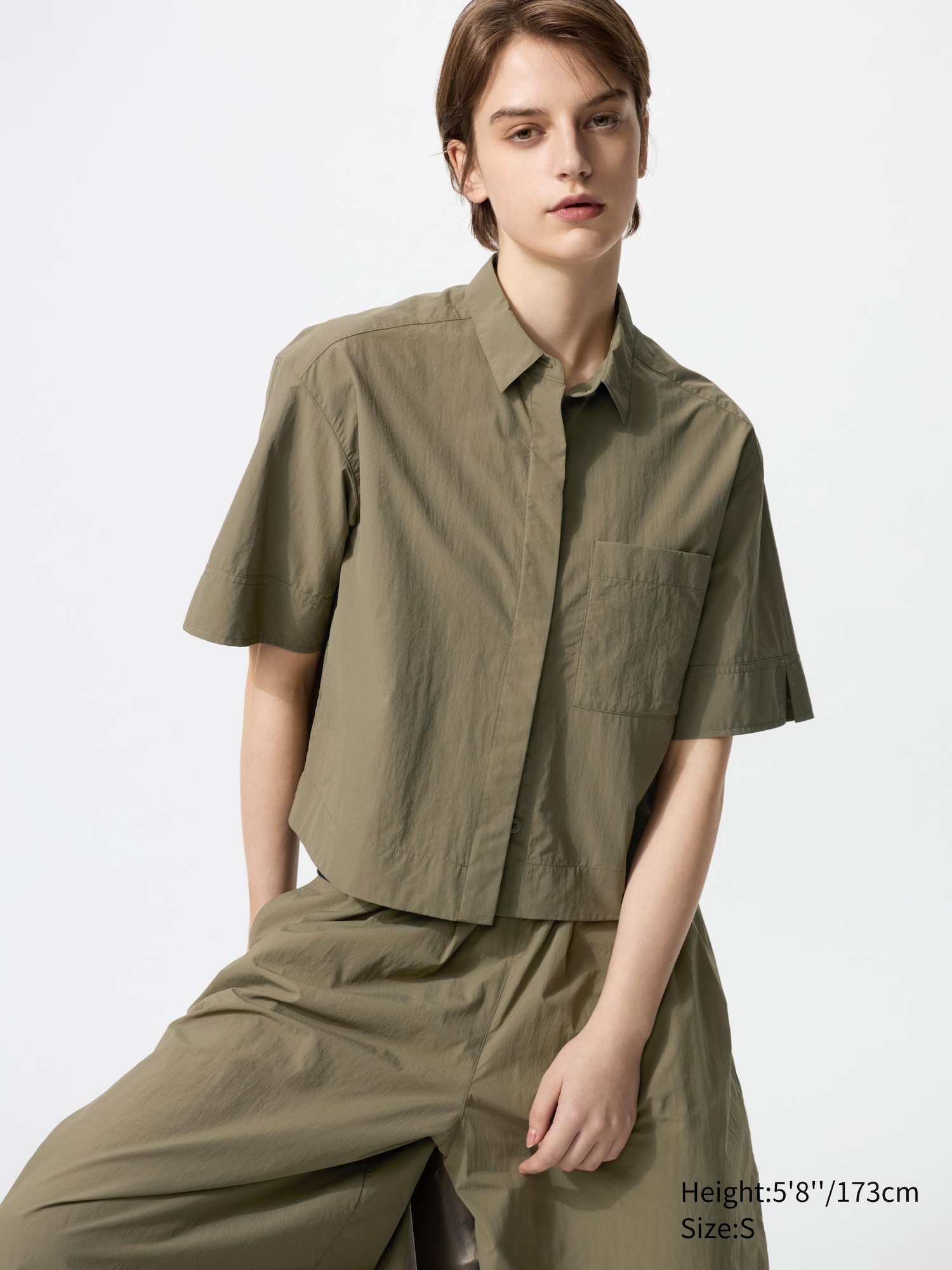 Women's Nylon Boxy Half Sleeve Short Shirt | UNIQLO AU