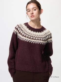 Fluffy Fairisle Crew Neck Sweater
