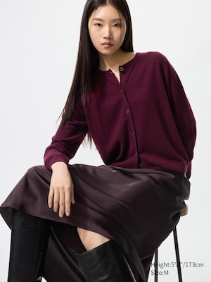 100% Cashmere Crew Neck Short Cardigan