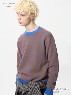 UNIQLO and JW ANDERSON 100% Lambswool Herringbone Crew Neck Sweater
