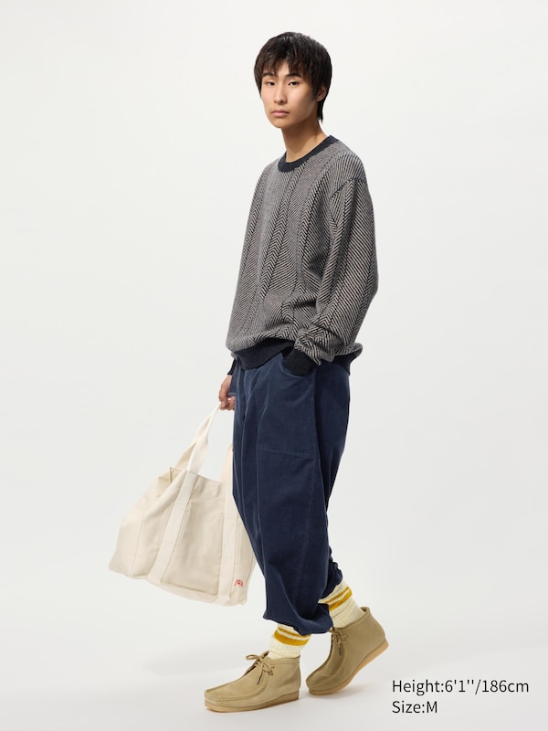 UNIQLO and JW ANDERSON 100% Lambswool Herringbone Crew Neck Sweater