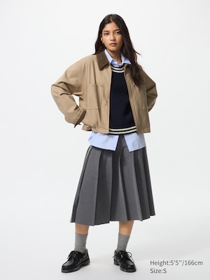 Wide Pleated Midi Skirt