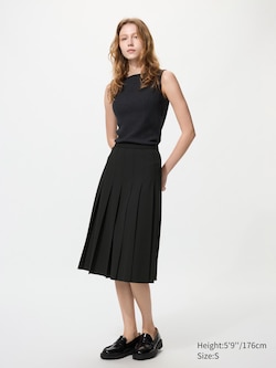 Wide Pleated Midi Skirt