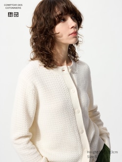 COMPTOIR DES COTONNIERS Wool Blend Crew Neck Cardigan