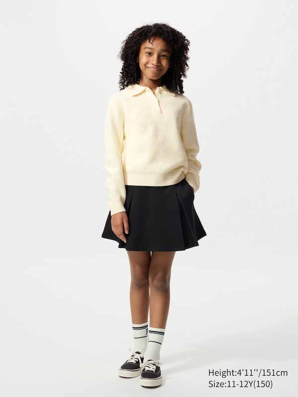 GIRLS Souffle Yarn Polo Sweater