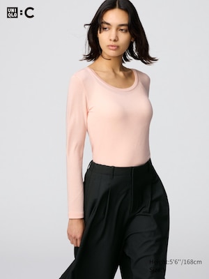 UNIQLO : C HEATTECH EXTRA WARM Cashmere Blend Scoop Neck Long Sleeve T-Shirt