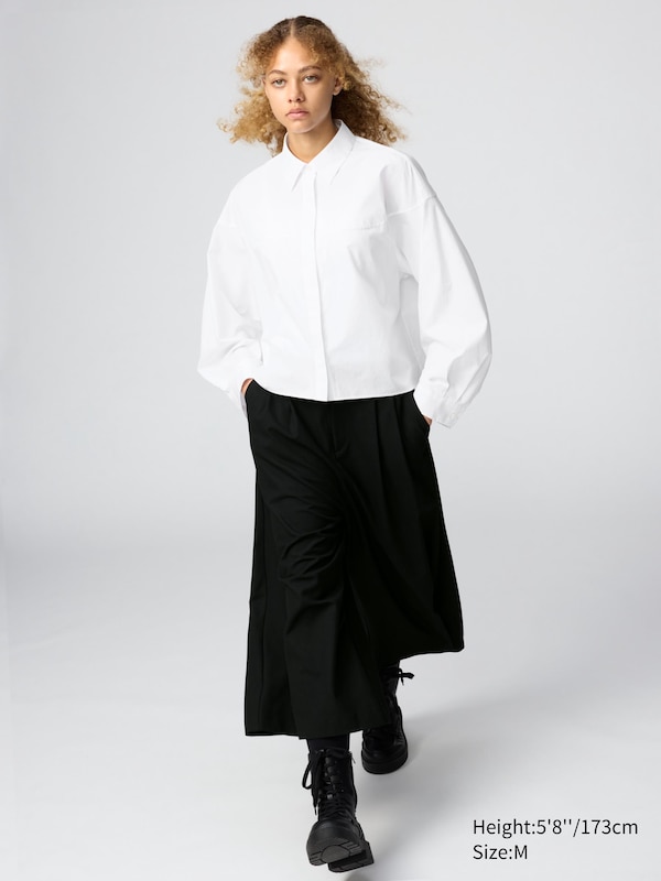 UNIQLO : C Cotton Cropped Shirt Long Sleeve
