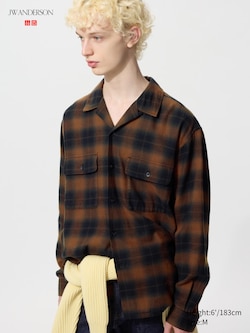 UNIQLO and JW ANDERSON Brushed Cotton Open Collar Oversized Shirt