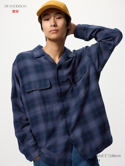 UNIQLO and JW ANDERSON Brushed Cotton Open Collar Oversized Shirt