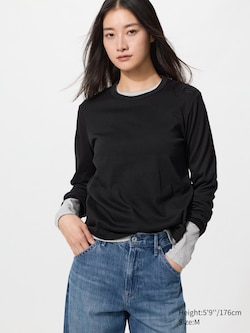 Smooth Stretch Cotton Long Sleeve T-Shirt