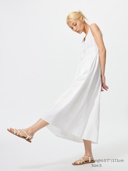 Linen Blend Shirring Dress