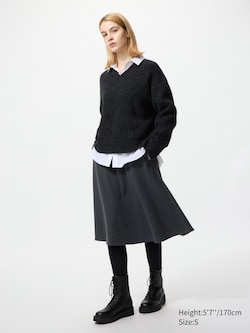 Brushed Jersey Midi Flare Skirt