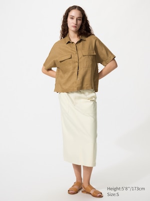 Cotton Blend Midi Skirt
