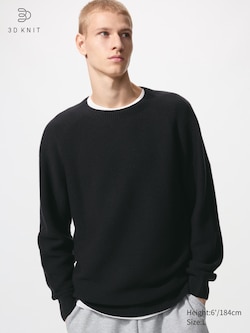 Washable 3D Knit Crew Neck Sweater
