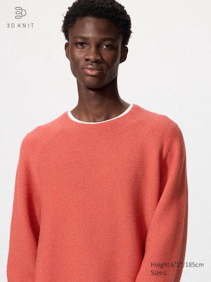 Washable 3D Knit Crew Neck Sweater