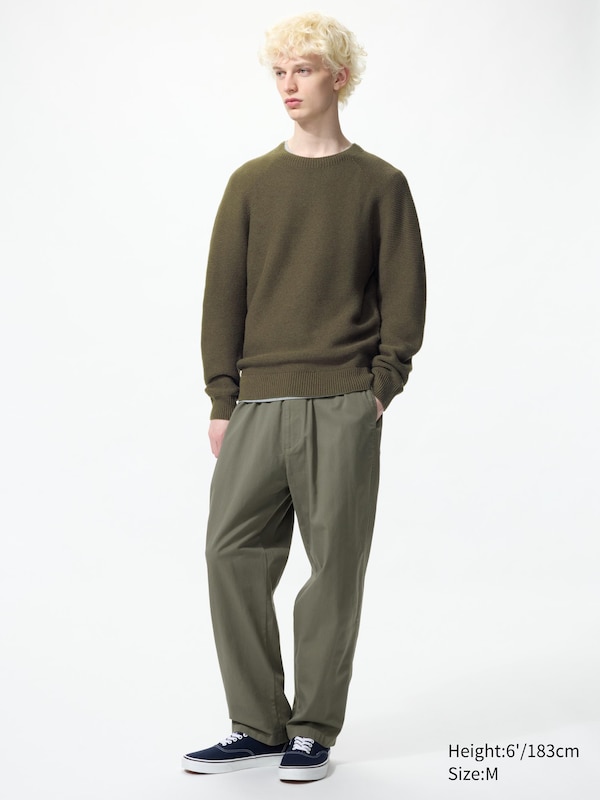 Washable 3D Knit Crew Neck Sweater