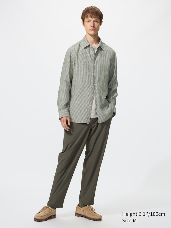 100% European Premium Linen Striped Long Sleeve Shirt