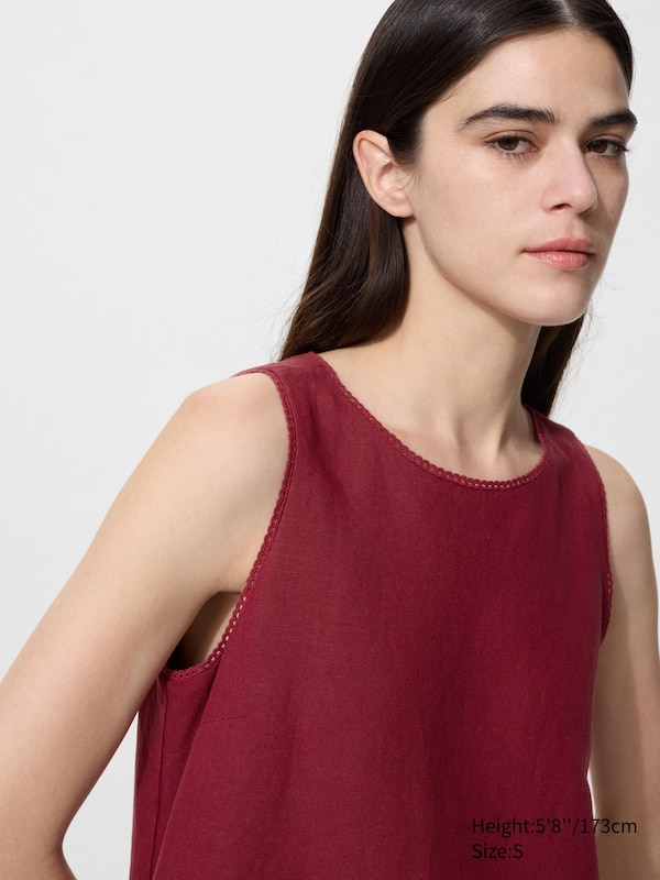 Linen Blend Mini Dress Sleeveless