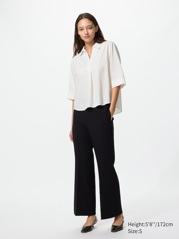 Rayon Skipper Collar Blouse 3/4 Sleeve