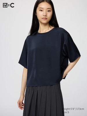 UNIQLO : C Satin Blouse Half Sleeve