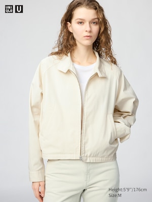 Cotton Blend Zip Up Blouson