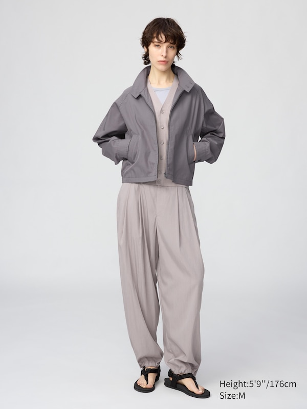 Cotton Blend Zip Up Blouson