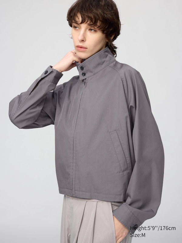 Cotton Blend Zip Up Blouson