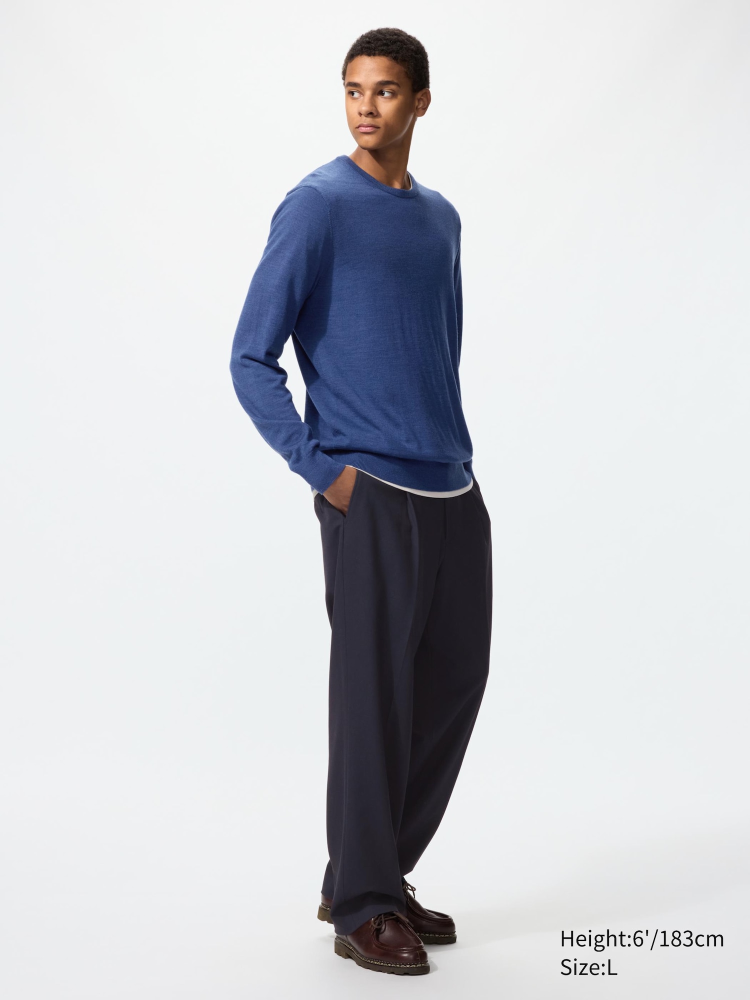 Men's 100% Australian Merino Crew Neck Sweater | UNIQLO AU