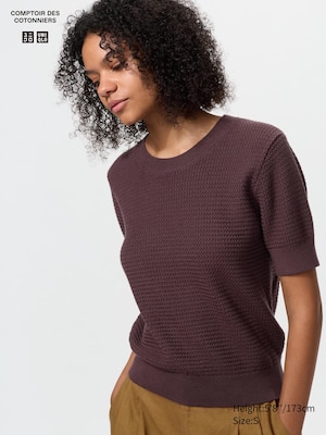 UNIQLO and COMPTOIR DES COTONNIERS Cotton Crew Neck Short Sleeve Sweater