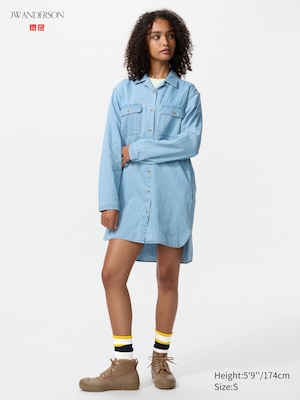 UNIQLO and JW ANDERSON Open Collar Denim Shirt Dress
