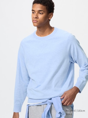 Washable Cotton Blend Crew Neck Sweater