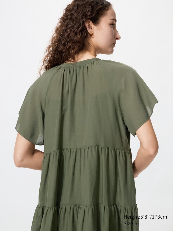 Tiered Short Sleeve Mini Dress