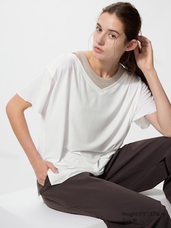 AIRism Relaxed V Neck T-Shirt 2 Way