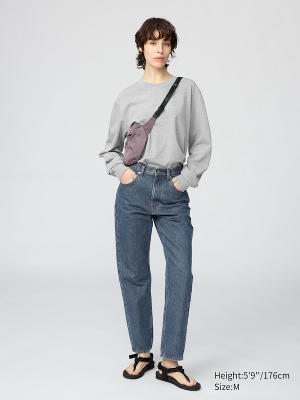 Uniqlo U AIRism Cotton Crew Neck Long Sleeve Striped T-Shirt