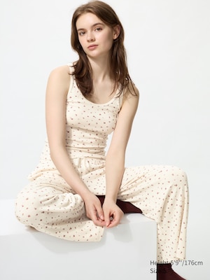 Ribbed Wide Easy Pants (Flower)