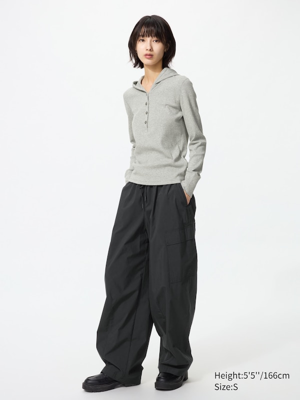 Hooded Ribbed Long Sleeve T-Shirt