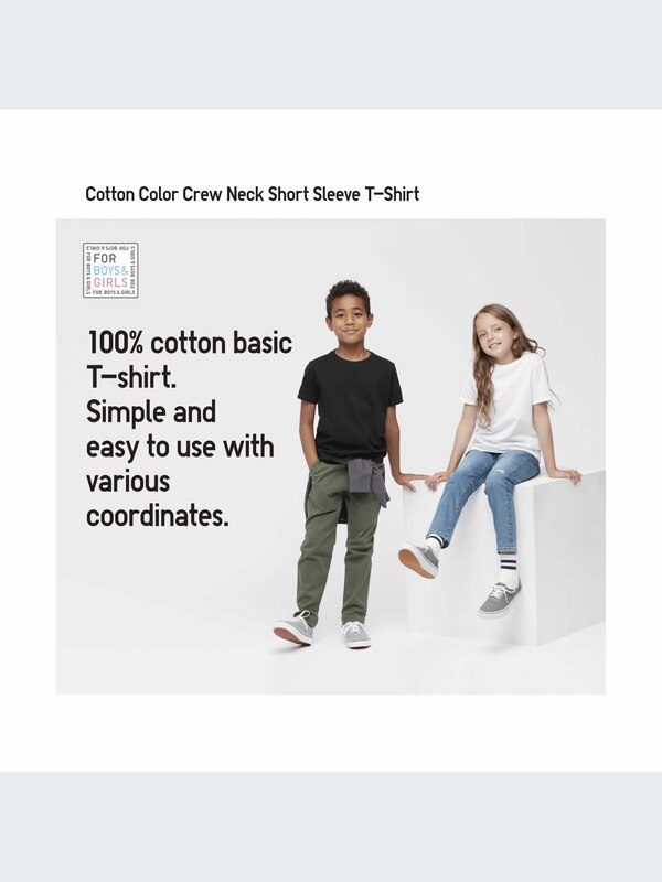 T-shirt Basique Fille Uniqlo, Coton Bleu, Manches Longues, Taille 5-6 Ans