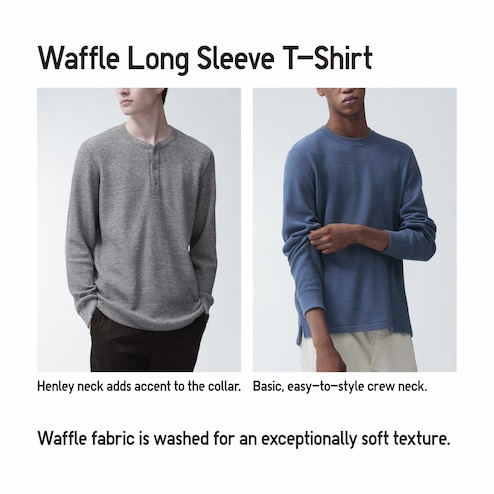 Mens Henley Shirt Long Sleeve Waffle Thermal Henley Top Casual