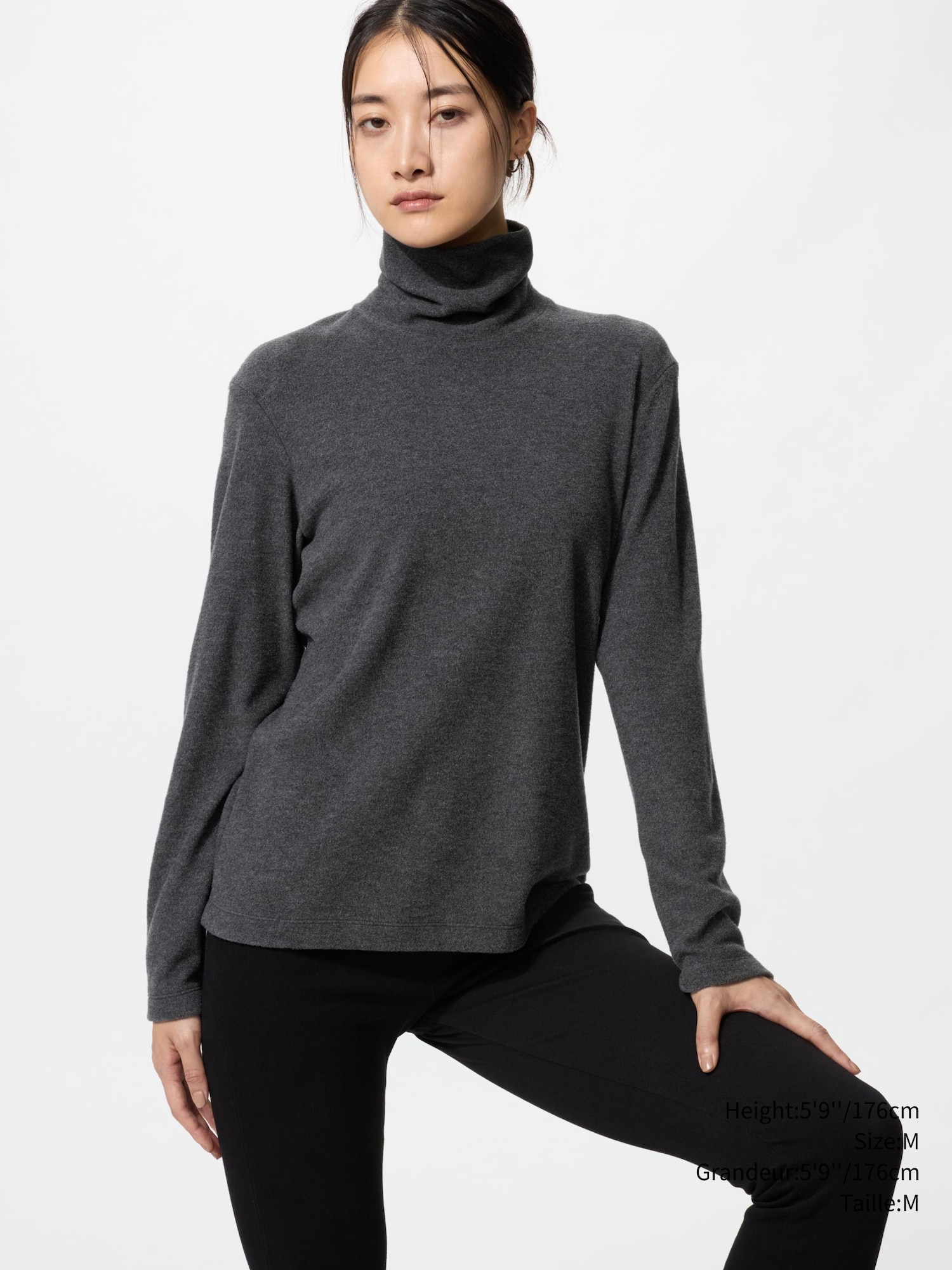 ながらウオーく Women's HEATTECH Fleece T-Shirt | Turtleneck | UNIQLO CA