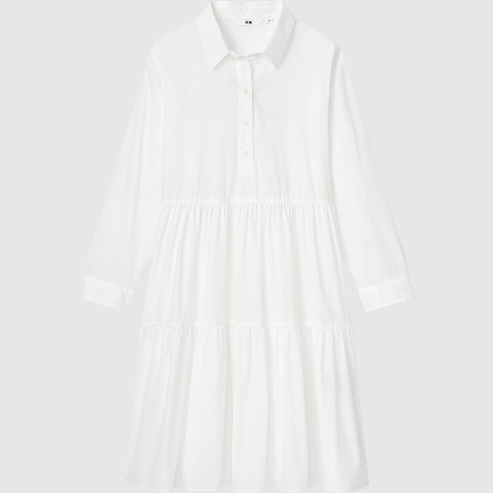 White cotton discount tiered dress