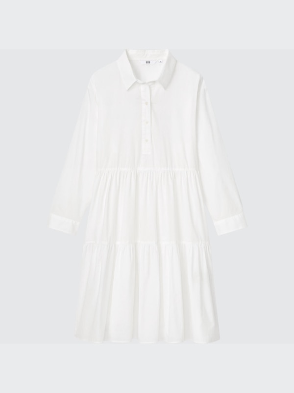 ROBE COURTE À VOLANTS EN COTON À MANCHES 3/4